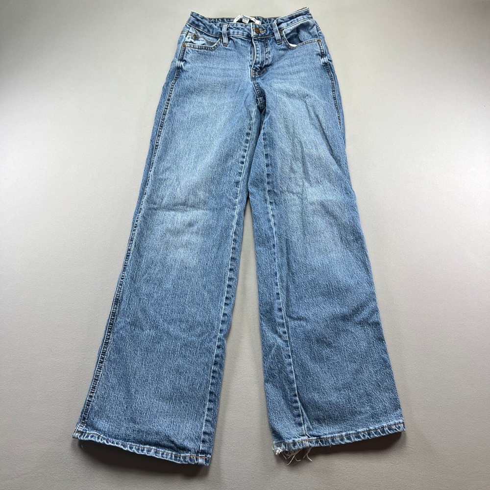 Celebrity Pink Jeans Womens 1/25 Blue Denim Cotton Wide Leg Stretch Low Rise